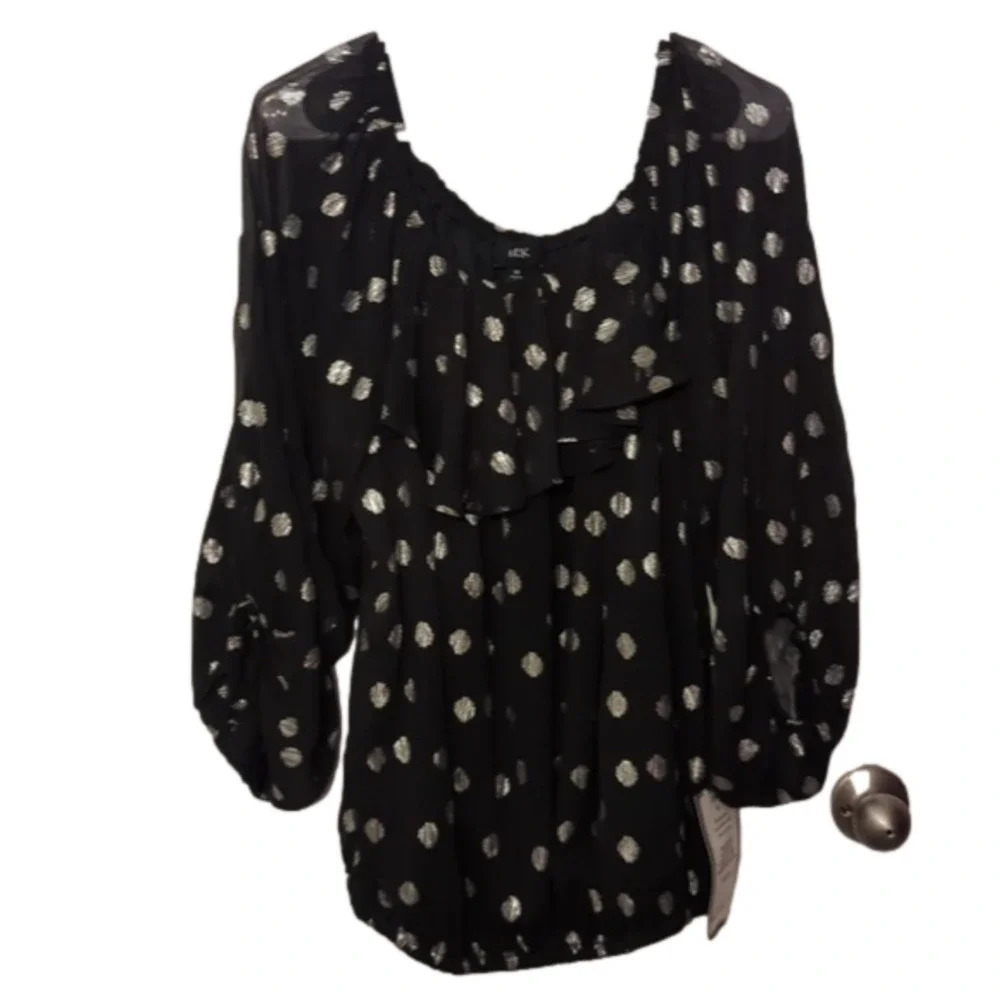 Msk women's printed off shoulder ruffle top